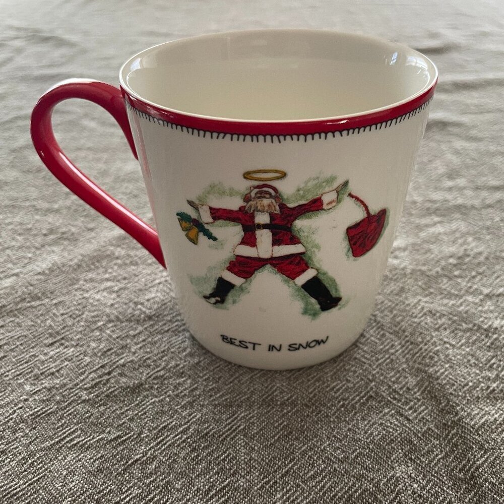 Spode Kit Kemp Doodles Ceramic Holiday Best in Snow Santa Mug Collectible